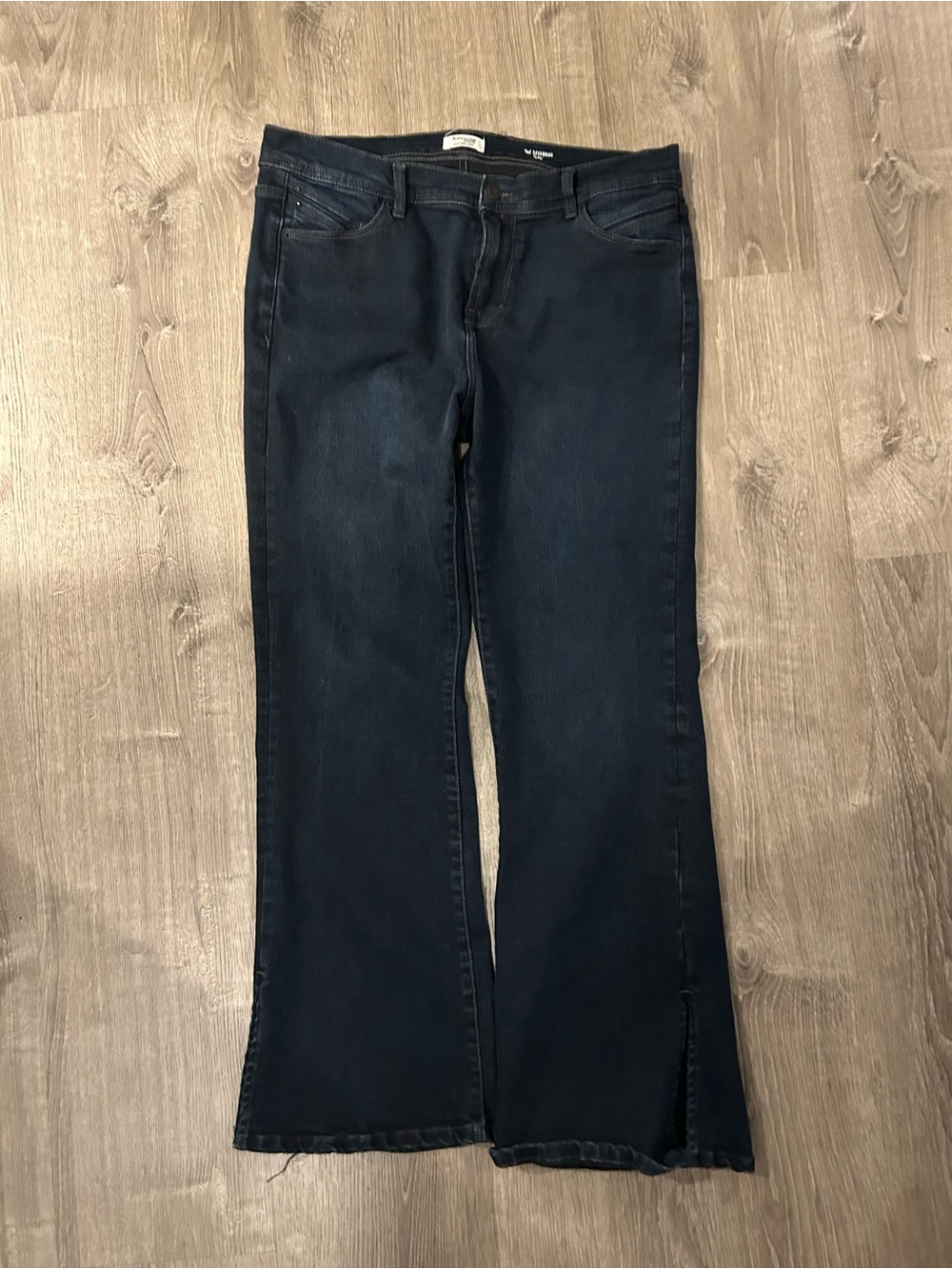 Kensie Dark Blue Flared Slit Wide-Leg Jeans 14/32